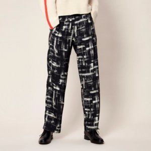 Bitte Kai Rand Women's Pants Rush Grid Stretch Waist Gray White Plaid Viscose S